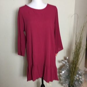 Beach XL Cover Up Vacation Festival Dress Tunic Pink Fringe Open Back Boho